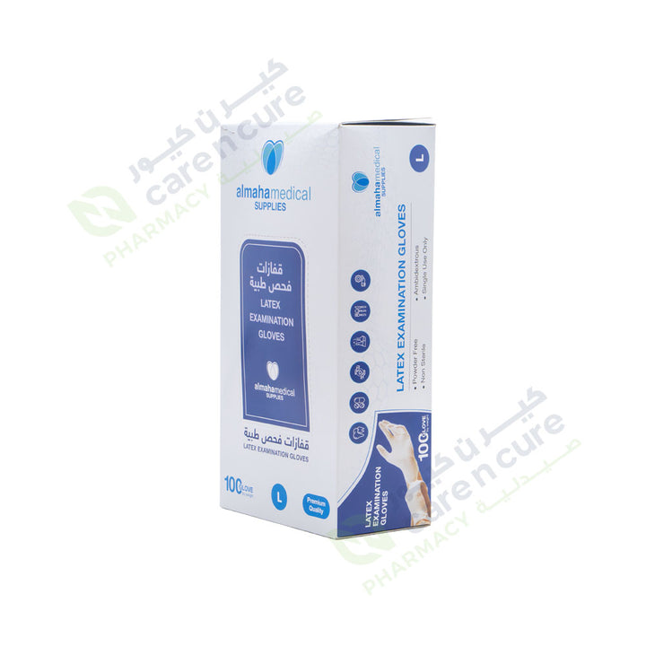 Almaha Latex Examination P/F Gloves Large 100'S