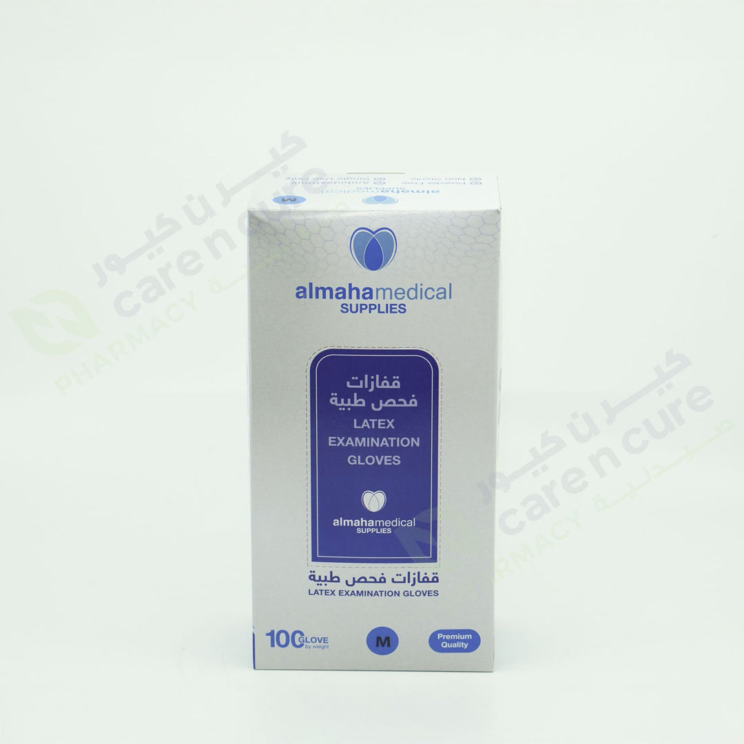 Almaha Latex Examination P/F Gloves Medium 100 Pieces