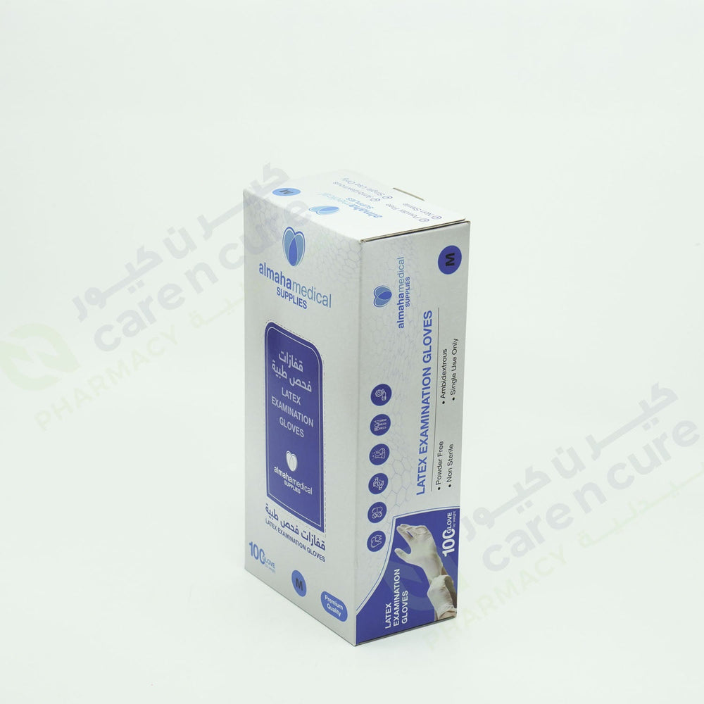 Almaha Latex Examination P/F Gloves Medium 100 Pieces