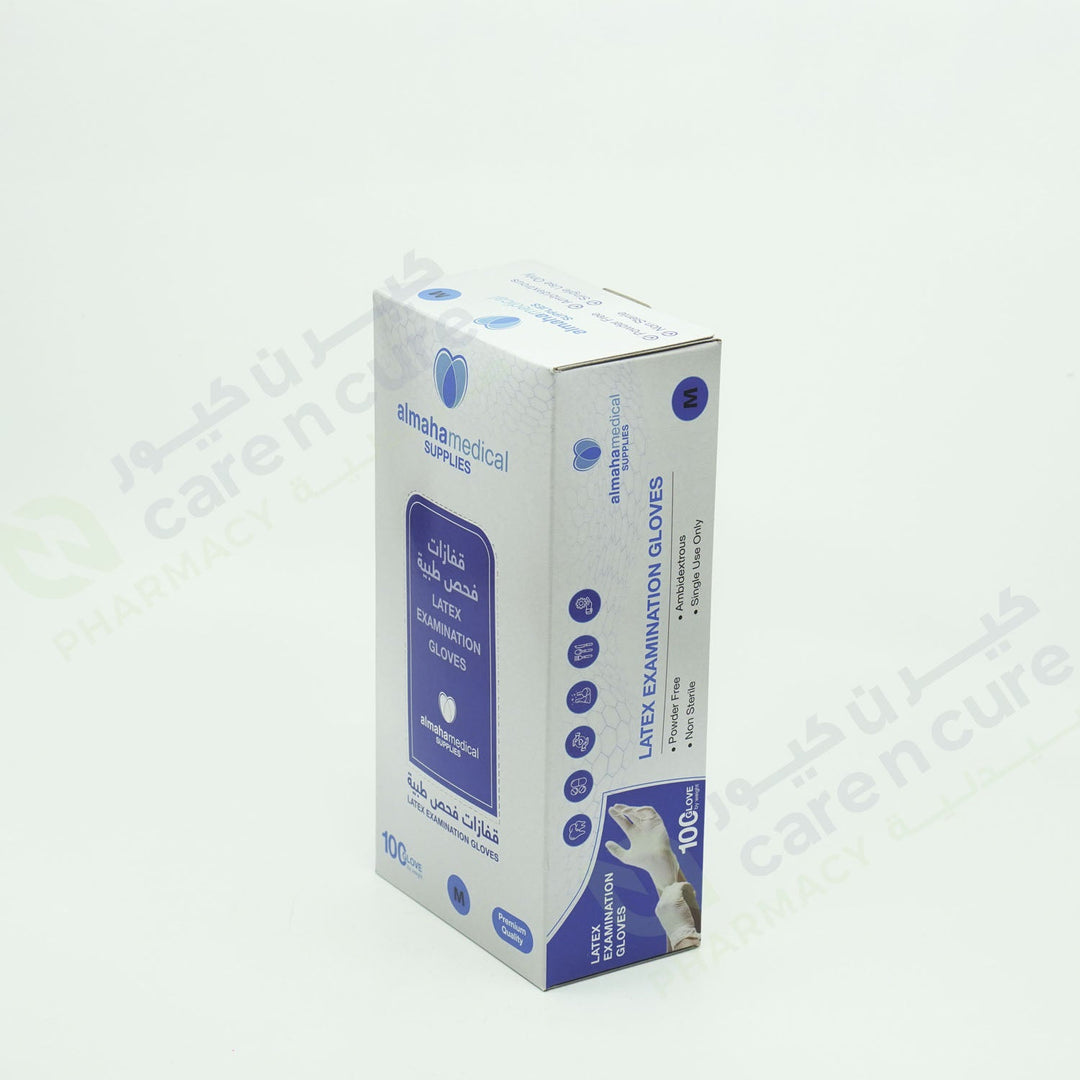 Almaha Latex Examination P/F Gloves Medium 100 Pieces