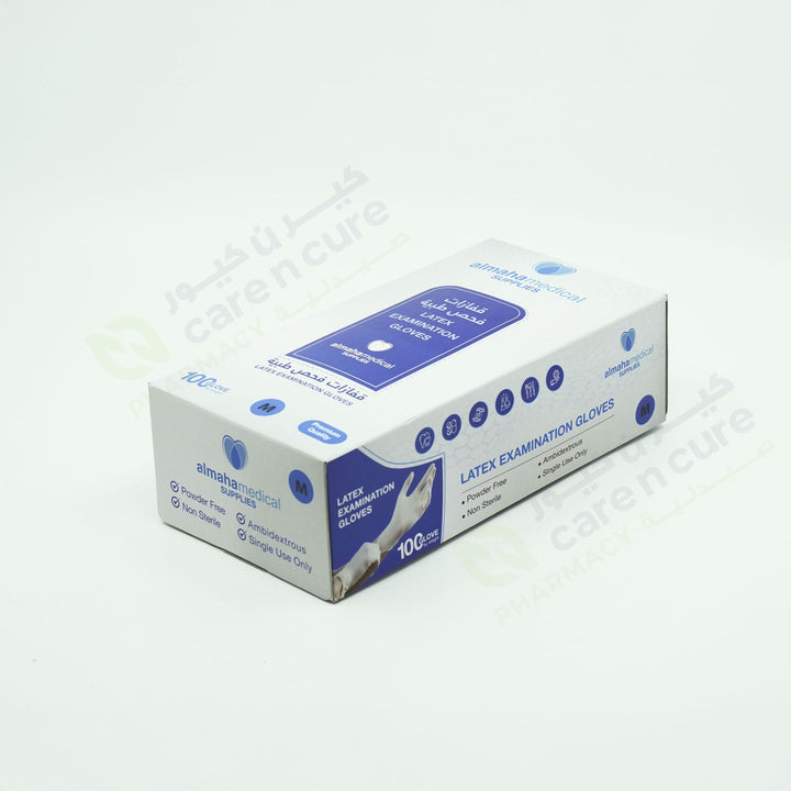 Almaha Latex Examination P/F Gloves Medium 100 Pieces