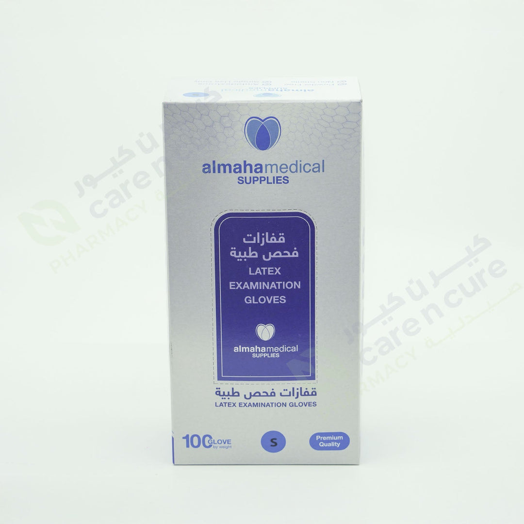 Almaha Latex Examination P/F Gloves Small 100 Pieces Almaha Latex Examination P/F Gloves Small 100 Pieces