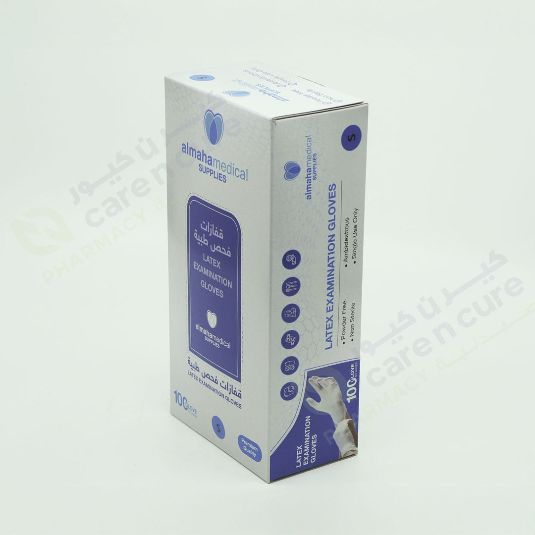 Almaha Latex Examination P/F Gloves Small 100 Pieces Almaha Latex Examination P/F Gloves Small 100 Pieces