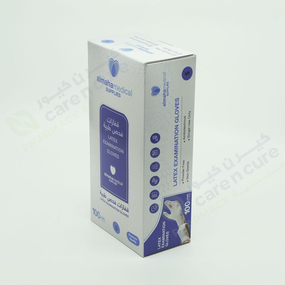 Almaha Latex Examination P/F Gloves Small 100 Pieces