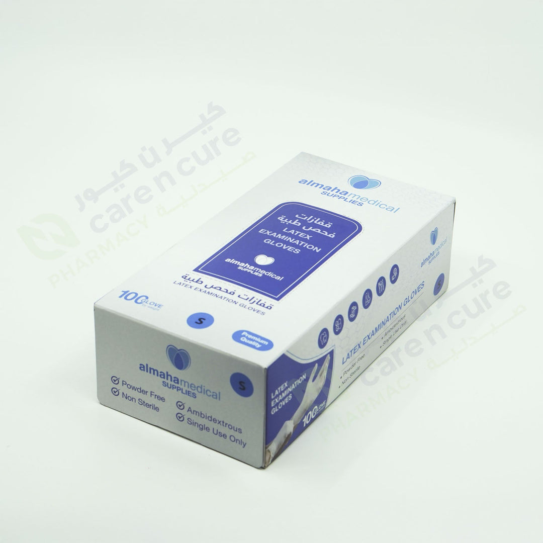 Almaha Latex Examination P/F Gloves Small 100 Pieces Almaha Latex Examination P/F Gloves Small 100 Pieces