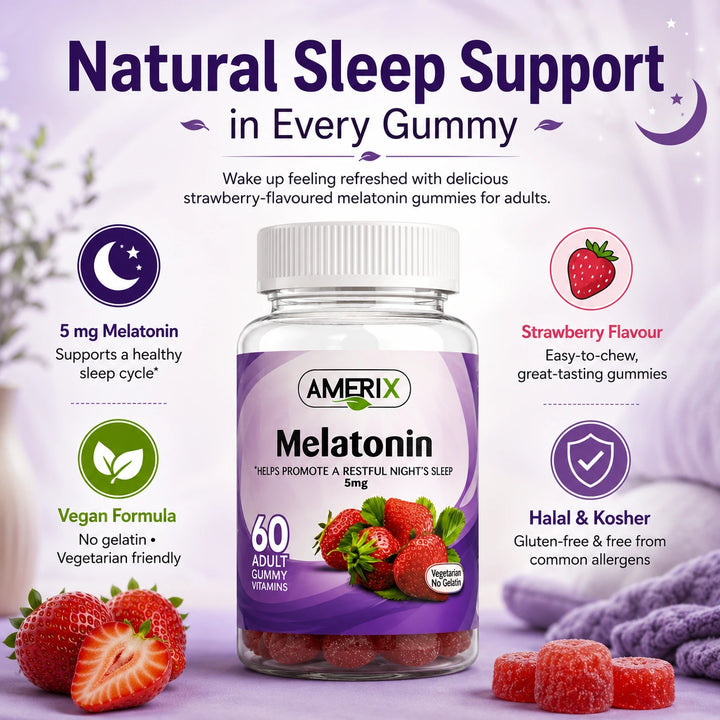 Amerix Melatonin 60 Adult Gummys Vitamins Dietary Supplement