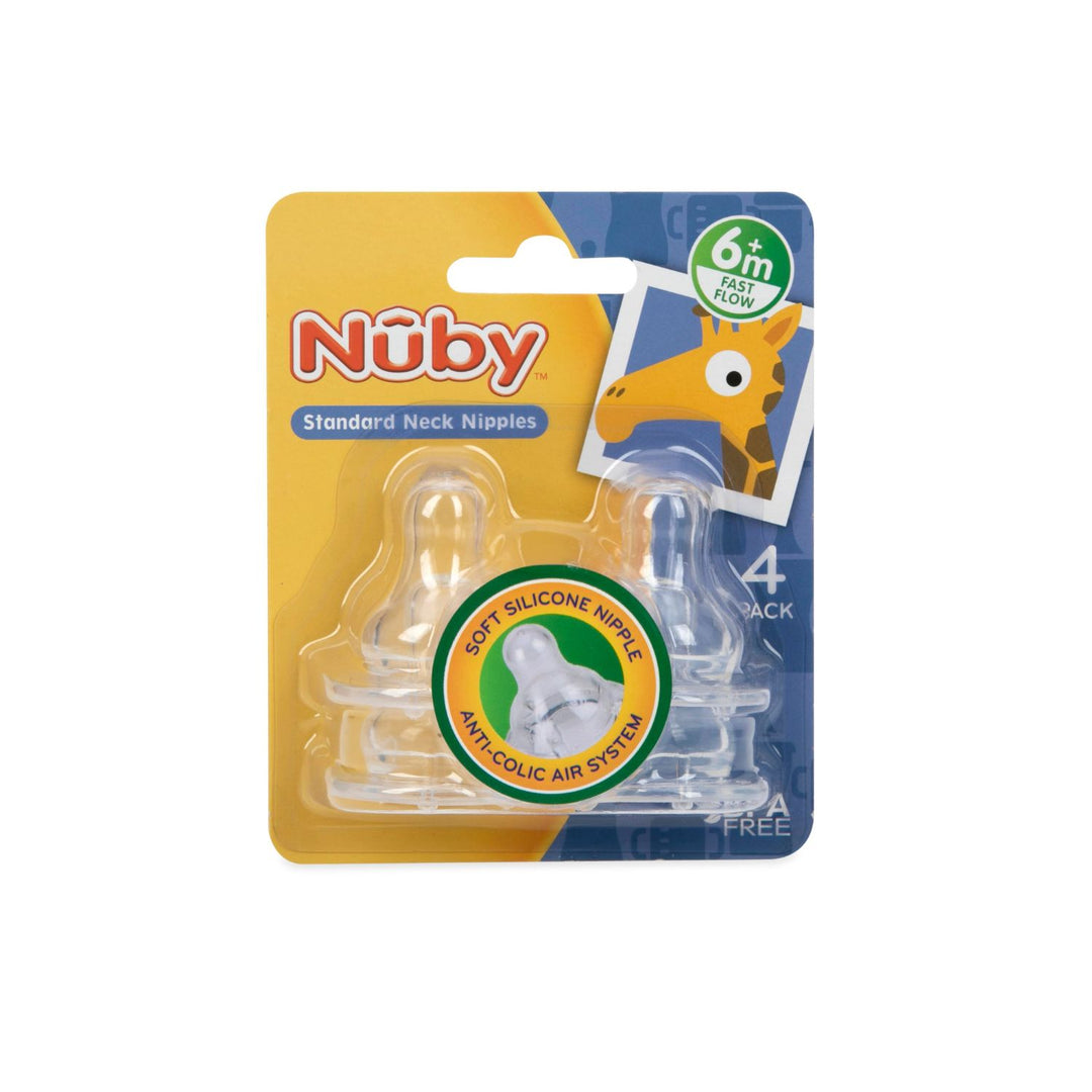 Nuby Soft Silicone Nipples Fast Flow 6m+, 2Pack