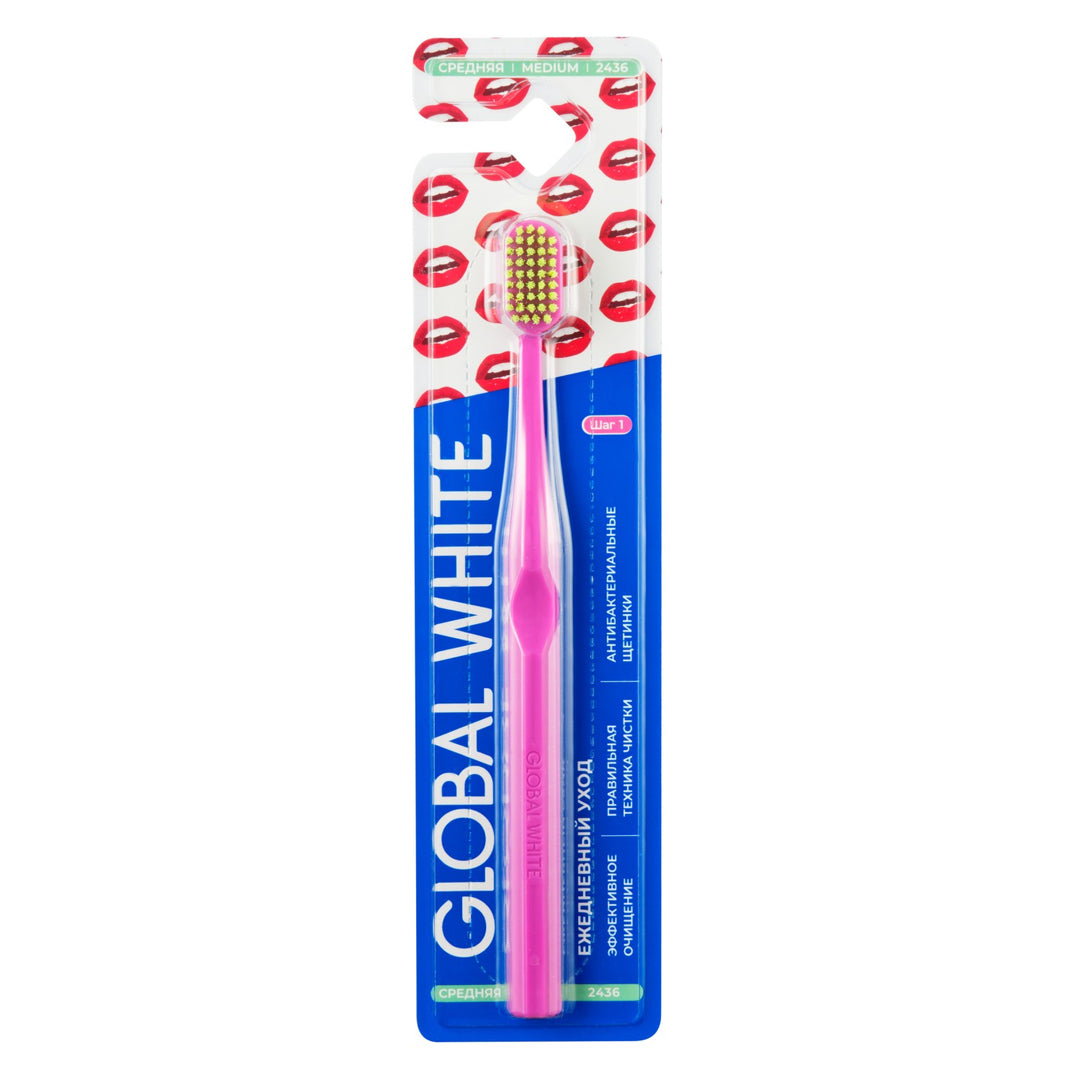 Global White Toothbrush Medium-2436 Global White Toothbrush Medium-2436