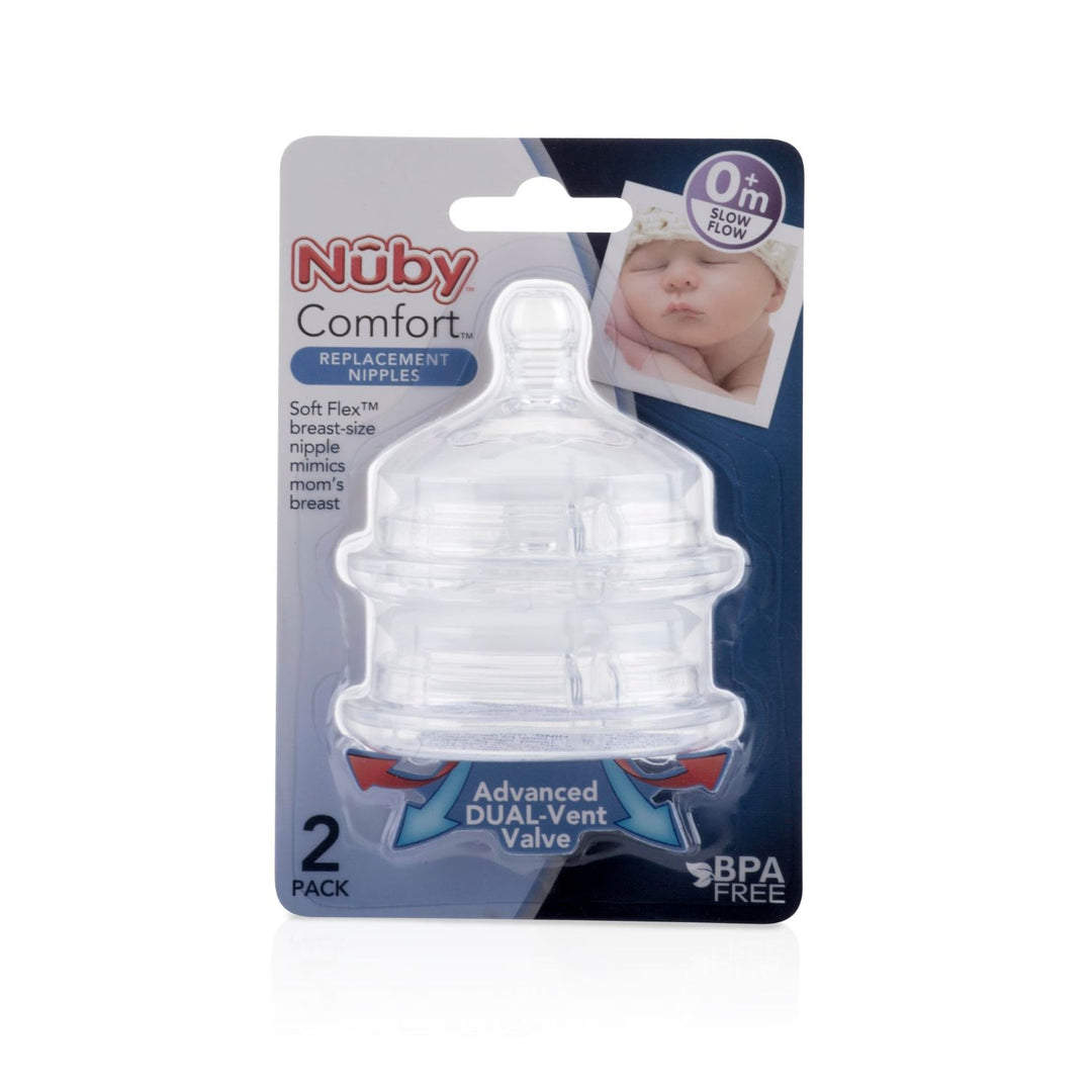Nuby Silicone Nipples Slow Flow 0m+ 2 Pack 925