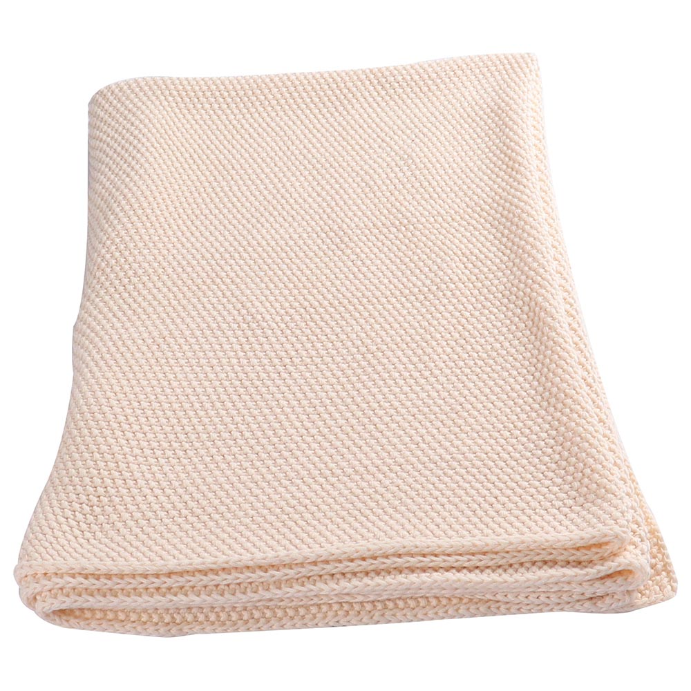 MOON - Plush 100% Cotton Cellular Baby Blanket 80x110cm - (Beige)
