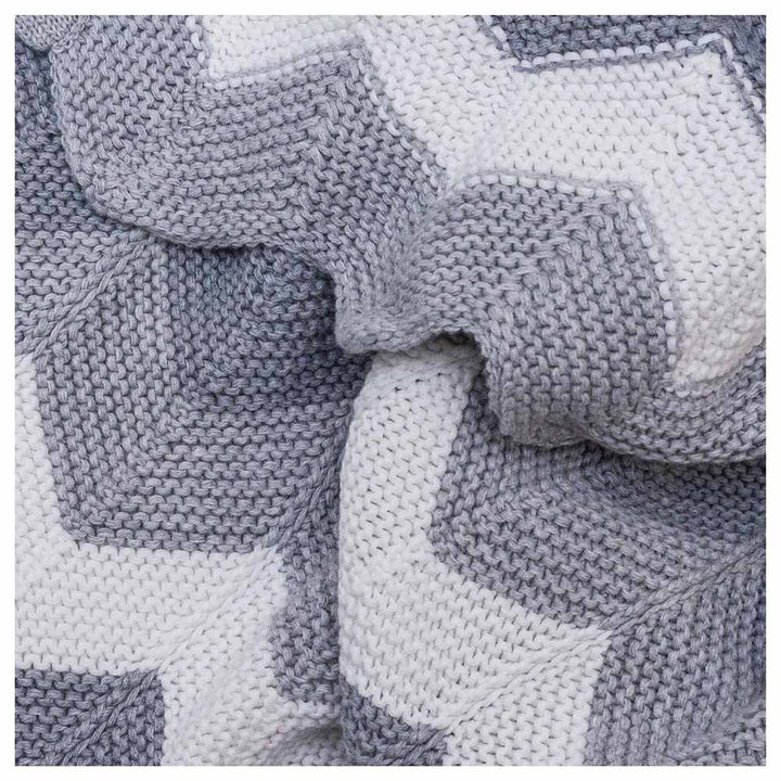 Moon - Snugly 100% Cotton Knitted Baby Blanket (Grey)