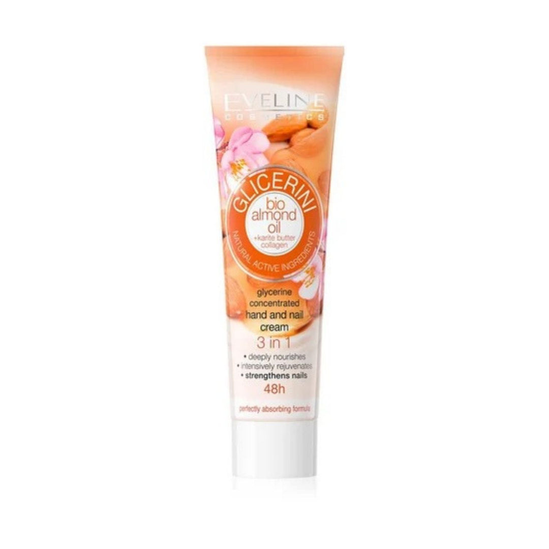 Eveline Glicerini Hand And Nails Cream With Bio Almond Oil+Karite Butter Collagen 100ml