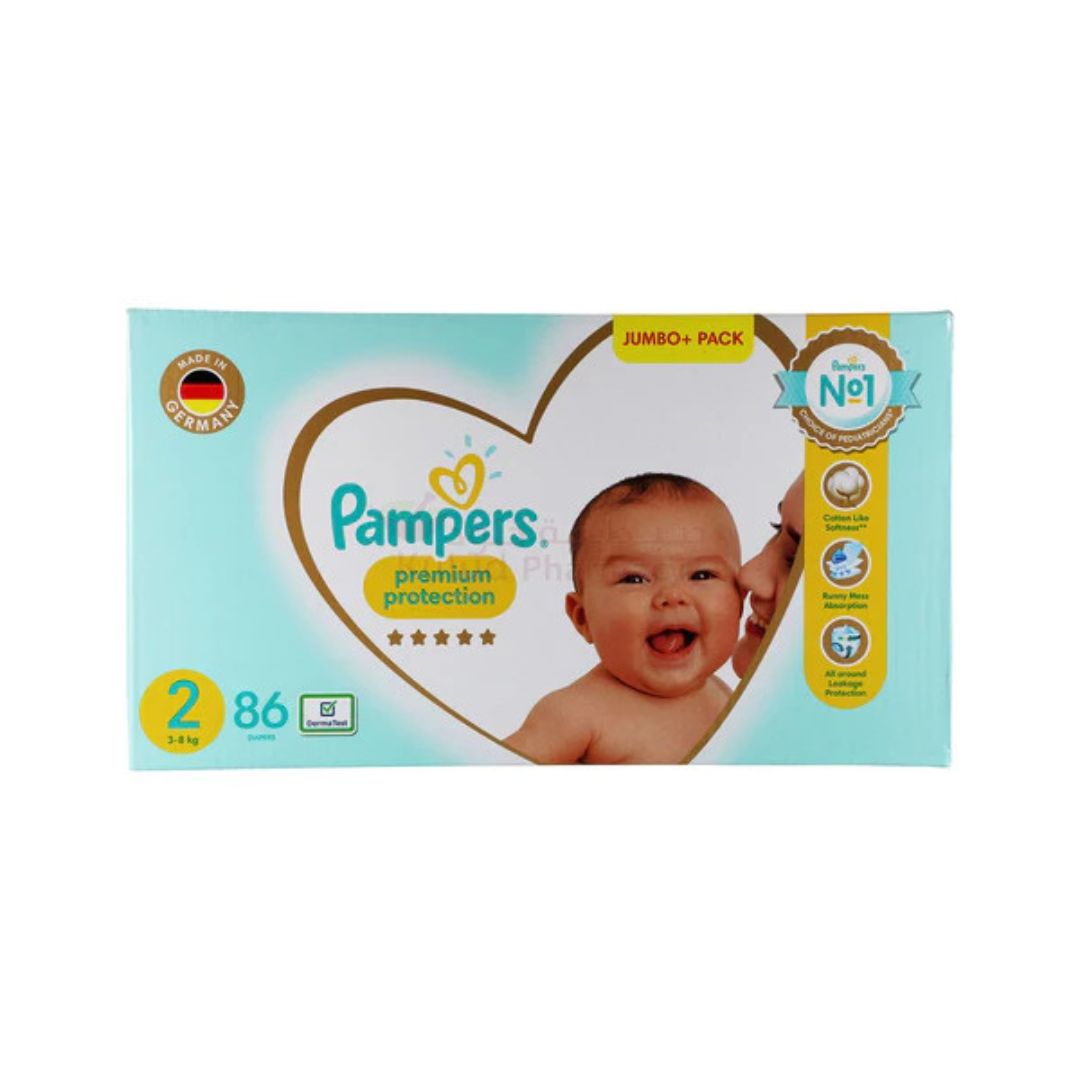 Pampers Premium Protection Size 2 (4-8 Kg) Jumbo Pack, 86 Diapers