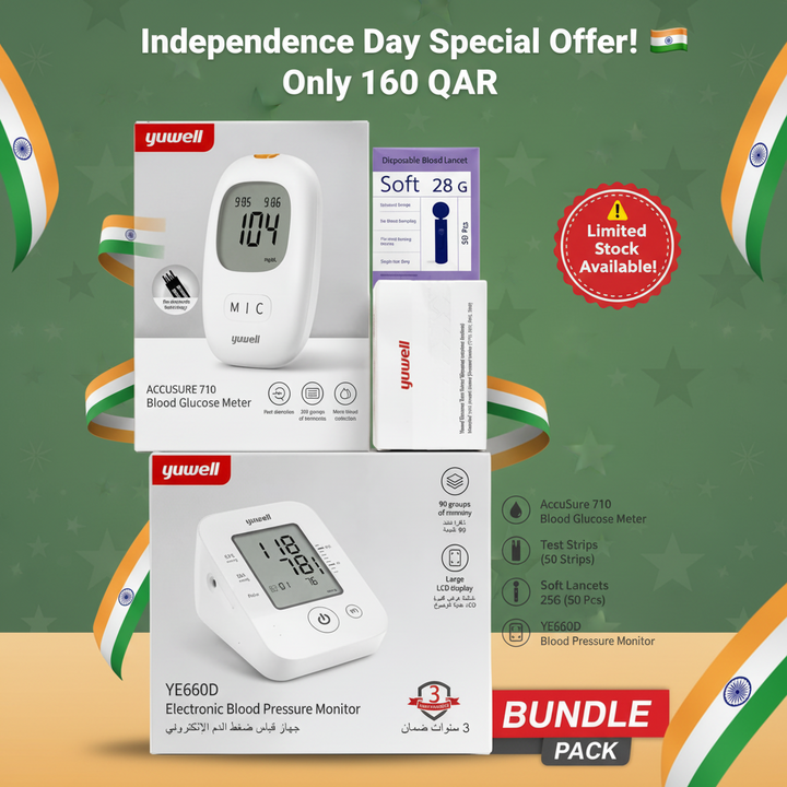 Yuwell Glucometer+50 Pieces Strip +Lancet +Bp Monitor Ye660D