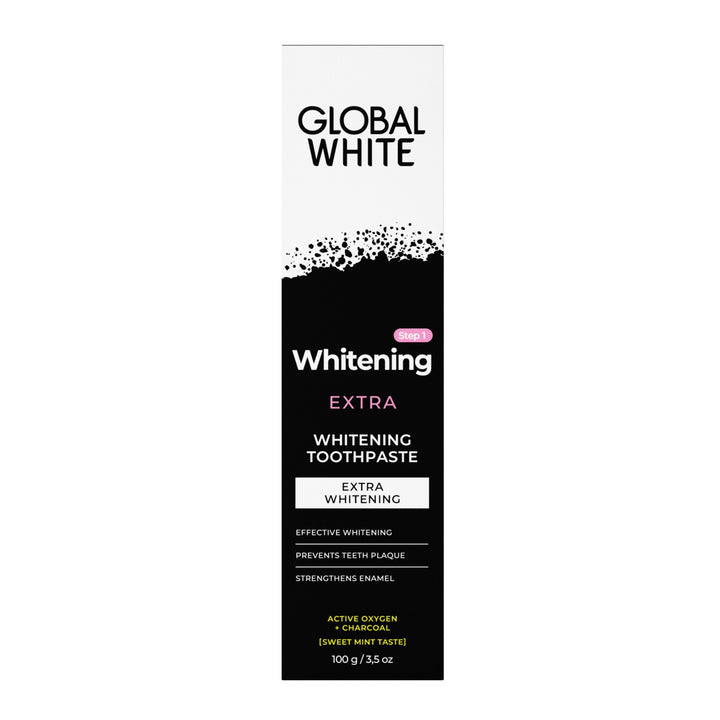 Global White Whitening Toothpaste packaging on a white background