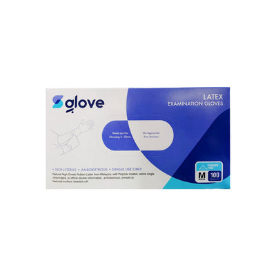 Sglove Latex Exam P/F Gloves (Medium) 100'S
