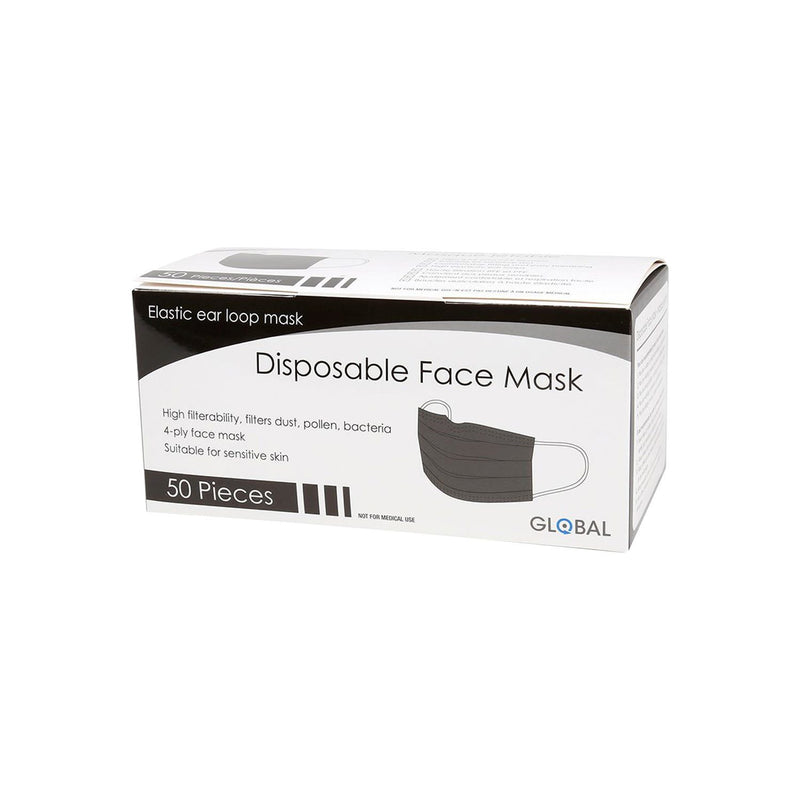 Disposable Black Face Mask Ear Loop 50&