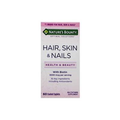 Nature's Bounty Hair, Skin & Nails 3,000 mcg of Biotin , 60 Coated Caplets