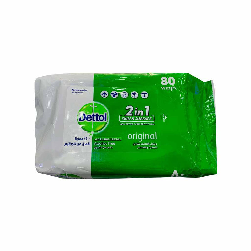 Dettol Antibacterial 2In1 Wipes 80S