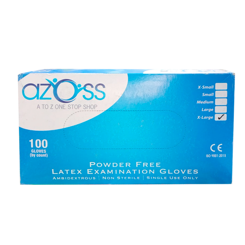 Azoss Latex Exam P/F Gloves XL 100&