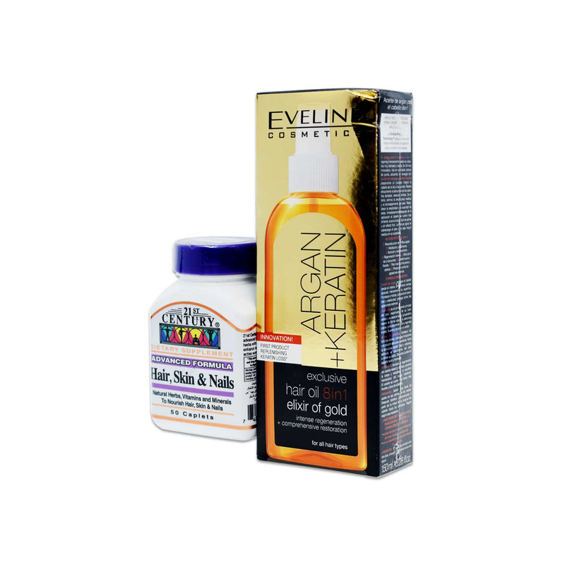 Eveline Hair Oil + 21St Century Hair, Skin & Nails Dietary Supplement (Combo Offer)