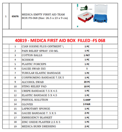 Medica First Aid Box Green 25 Pieces- Fs 072