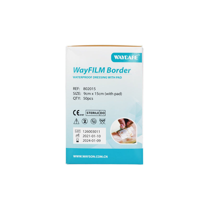 Waycare Wound Dressing Water Proof 9 X 15 50&