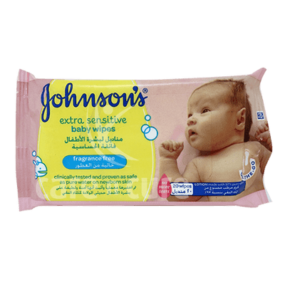 Johnson & Johnson Baby Extra Sensitive Wipes 20 Pcs 