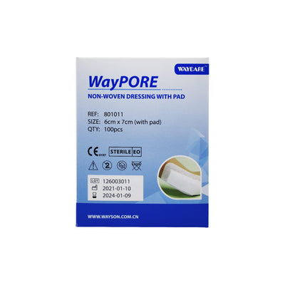 Waycare Waypore Adh Non Wov Dress Pads 6 X7Cm 100'S