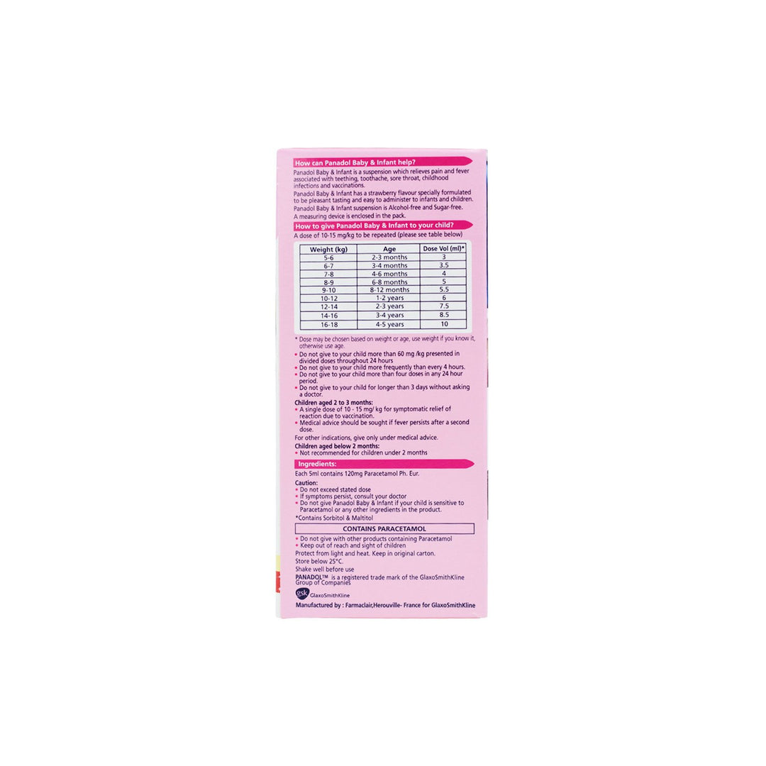 Panadol Baby & Infant Suspension 120Mg/5ml, 100ml Panadol Baby & Infant Suspension 120Mg/5ml, 100ml