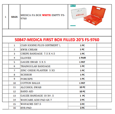 Medica First Box Filled 20's Fs- 9760