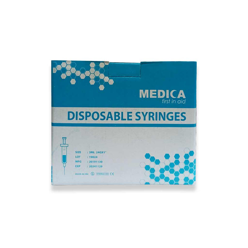 Medica Syringe W/Needle 3ml 24G 100&