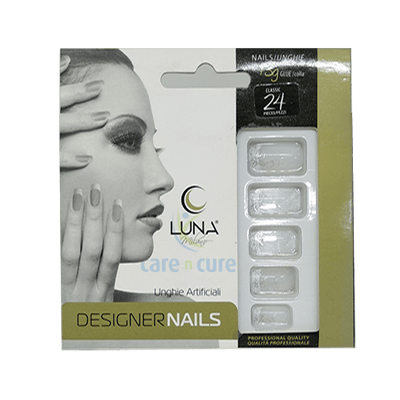 Luna French Nailswhite ,Flower,Glitter Lu064