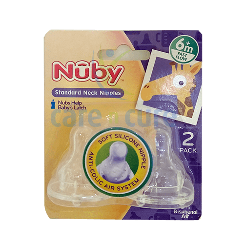 Nuby Silicone Nipples Fast Flow 6M+ 2Pk 917