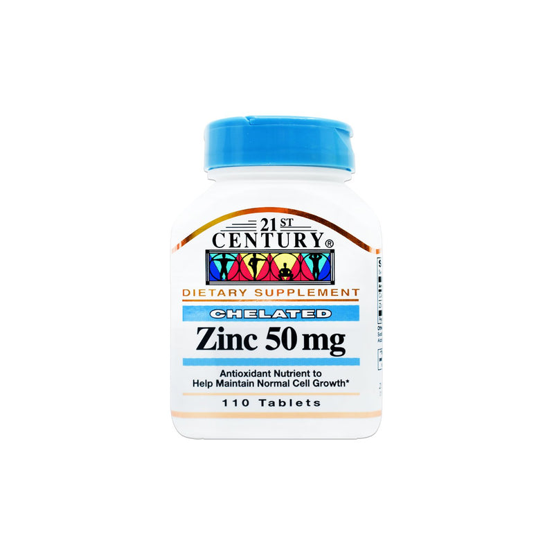 21st Century Chelated Zinc 50 mg, 110 Tablets