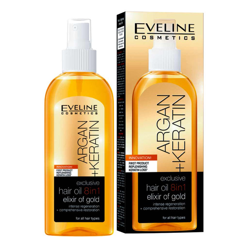 Eveline Argan + Keratin  Exclusive 8 In 1 Hair Oil 150ml