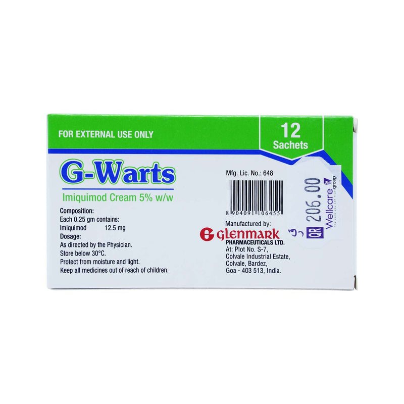 G-Warts .5% Cream Sachets 12&