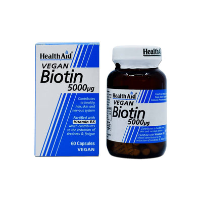 Health Aid Vegan Biotin 5000 with Vitamin B5 60 Capsules