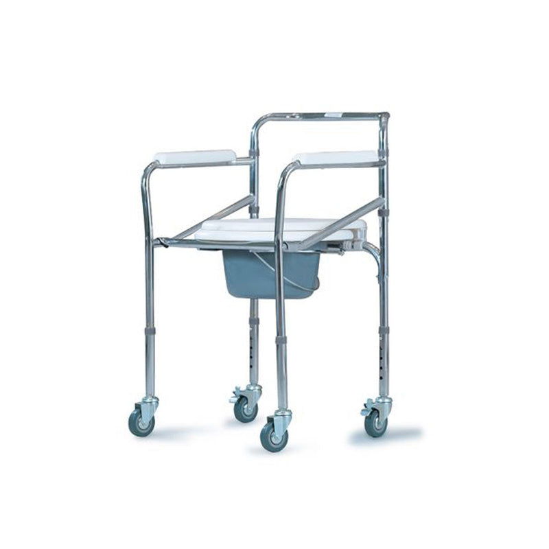 Medica Steel Folding Commode Chair With 3" Wheels CA615