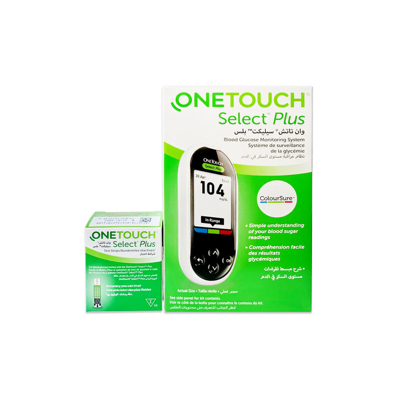 One Touch Select Plus Glucometer + Strip 50&