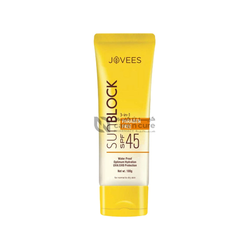Jovees 3 in 1 Paraben Free Sunblock Spf 45 100 gm 2 Pieces Offer