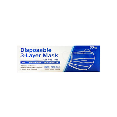 DISP FACE MASK EAR LOOP 3 PLY 50'S (BLUE)